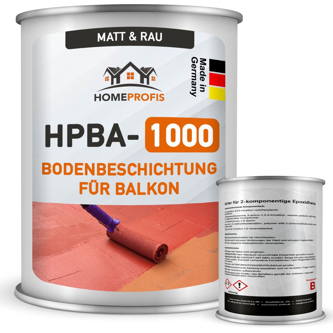 Home Profis HPBA-1000 2K Bodenfarbe - Für Außenbereiche in Matt, Rutschfest